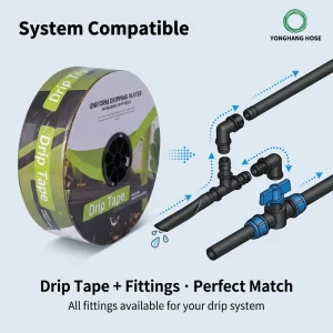0.15mm Thickness 0.8L/H 16mm Drip Irrigation Pipe Plastic Roll With Custom Emitter Spacing For Garden Farm Watering Pepper