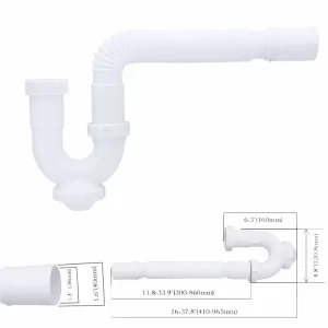 1 1/4 in Modern P Trap Flexible Basin Drain Pipe Tube Plastic Bottle Trap Siphon Sewer Drains for Kitchen and Bathroom