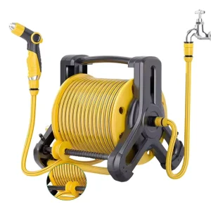1/2″ 100FT Retractable ABS Plastic Garden Hose Reel with PVC Hose for Pressure Washer and Garden Watering