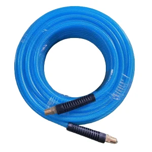 1/4″X25FT Reinforced Blue Polyurethane (PU) Hose with 1/4 NPT Fittings for Pneumatic Tools