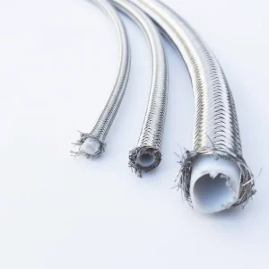 100% Virgin High Temperature Resistant Milky White Stainless Steel PTFE Braided Hose 1 Cutting Fuel System ISO