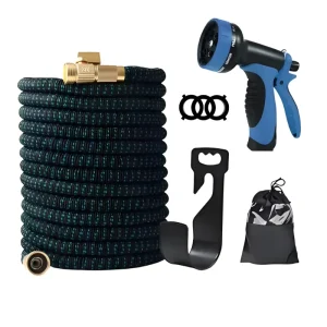 100ft 30m Expandable Retractable Rubber Water Hose 3 Layer Tube Anti Abrasion Durable Flexible Anti Corrosion High Pressure