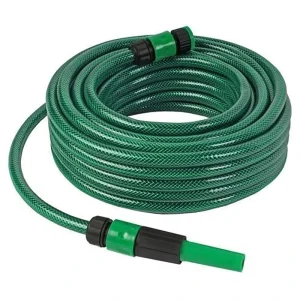 12m Dark Green Garden Braided Hose Pipe 1/2” High Pressure PVC Hoses With Nozzle