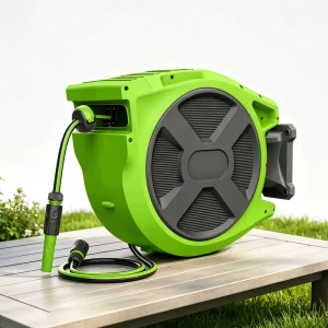 15/25/35m Automatic Rewind Garden Hose Reel with X-Shaped Side Cover Pressure Washer Hose Reel for Home Irrigation