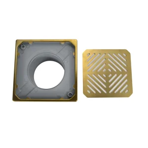 150*150mm Golden Watermark Anti Odor Outdoor Drain for Bathroom Hair Catcher Stainless Steel Floor Drain with Plastic Pipe
