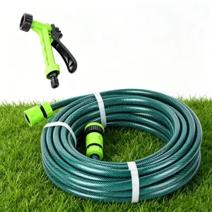 15M 1/2″ PVC Garden Hose Set Lawn Watering Pipes High-pressure Water Hose for Outdoor Plant Washing with Spray Gun