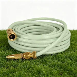 15M 1/2in PVC Garden Hose 3 Layer Reinforced Water Hose with Brass Hose Connector for Lawn Plant Watering