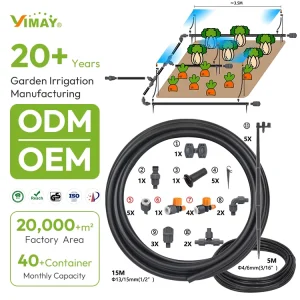 15M DIY Micro Drip Irrigation Kit Adjustable Sprinkler Watering System For Garden Plants