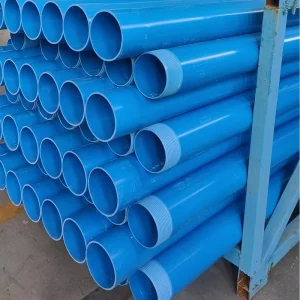 180MM Deep Water Well PVC U Blue Wall Casing Irrigation Plastic Tubes with DN Thread Buckle Cutting Seam