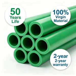 20-160mm PPR Tube Plumbing PN25 Green Plastic PPR Pipe for Hot and Cold Water