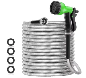 25FT (7.5m) Stainless Steel Fittings TPU 16mm Diameter Heavy Duty Garden Hose Anti-UV High Pressure Anti-Corrosion
