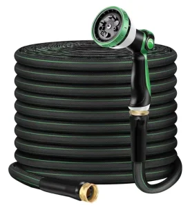 25FT High Pressure Non-Expandable PVC Water Hose Brass Connectors Anti-Freezing UV Protection For Garden Irrigation Car Washing