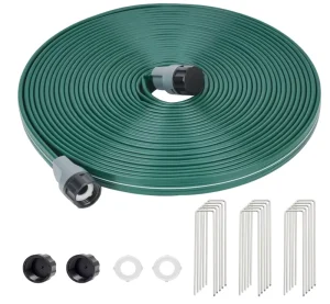 25FT Rubber Soaker Hose Drip Irrigation Tube Garden Hose Reel Save 80% Water Underground Flexible Lightweight