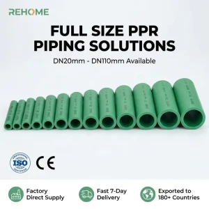 High Density Polypropylene Plumbing System PN25 PN20 Plastic Tube Hot Cold Water 40mm PPR Pipe 6 Inch Water Pipe