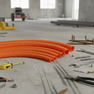 25mm PP Plastic Corrugated Conduit Orange Black Flexible Electric Tube With UL94-V0 Fire Rating And CE Certified For Car Harness