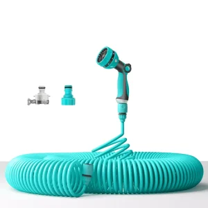 3/8” 0.8m CNS Standard PVC Garden Hose with Air Spring Watering Coil EVA Connector Green for Farm & Greenhouse