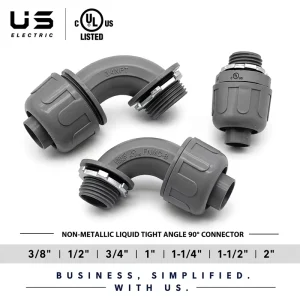 3 8” 2” UL Listed Flexible Liquid Tight Threaded Conduit Connector PVC 90° Elbow and Straight Electrical Conduit Fitting