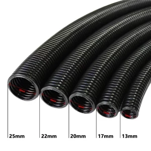 32mm Flexible UV resistant Corrugated Conduit in Black 1 4 Inch Nylon PA Wire Conduit Wire Harness Protection Corrugated Tube