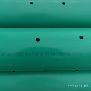 4″ Perforated Pipe ASTM D3034 Wastewater Industry Pipe Green UPVC Sewer Pipe