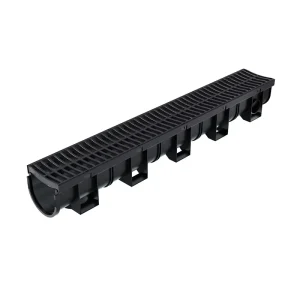 5.9×5.1×39.4 Inch HDPE Modern Drainage Trench Black Plastic Garage and Garden Drain for Outdoor and Hotel Use