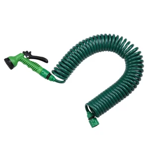 50FT Coiled Garden Water Hose 15m 7 Models EVA Recoil Hose Spring 7 Functions Nozzle with Garden Hoses & Reels