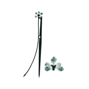 6.0 Adjustable 5 Outlet Detachable PP Micro Spray Nozzle Garden Watering Sprinkler Ground Inserted Pole Farm Greenhouse Home
