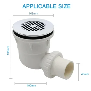 71109203 ABS White Bathroom Shower Plastic Floor Drain With ABS Plated Cover