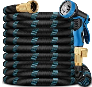 75FT Newly Upgraded Non Expandable PVC Garden Hose 10 Function Spray Nozzle Ultra Light & Leak Proof For Yard & Outdoor