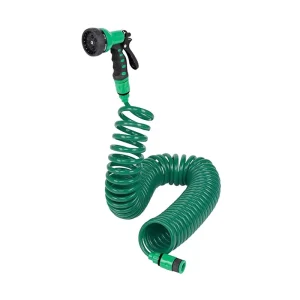 A 15m Coil Garden Water Hose High Pressure EVA Plastic Water Spring Hose for Cleaning Balcony Flower Watering