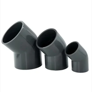 ASTM UPVC 45° Dark Gray Angled Elbow Water Pipe Fittings Industrial Chemical Pipeline Joint Hardware Accessories