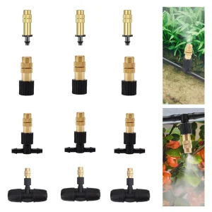 Adjustable Garden Micro Sprinklers 4 7 PVC Hose Outdoor Misting Cooling System Garden Irrigation Watering 1 4” Brass Atomizer