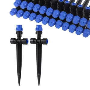 Adjustable Mist Sprinkler on Stake Micro Spray Nozzle for Greenhouse Garden Potted Plant Irrigation Cooling
