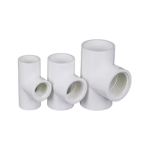 American Standard 1/2 PVC Pipe Fittings Female Internal Thread Three-Way Joint Smooth Surface White Plastic Water Supply