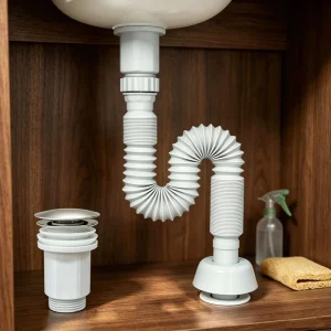 Bathroom Stainless Steel Plastic Pop up Basin Waste Set Anti odor Sink Drain Kit with Flexible Hose G1-1/4