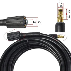 Bear Crystal 10m K Series High Pressure Washer Hose K2 K7 Explosion Proof PVC Steel Wire Black Car Cleaning Rubber Hose