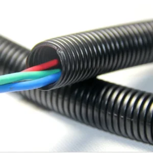 Black Flexible Plastic Corrugated Tubes Split Loom Tubing Conduit Pipe For Harness Protection