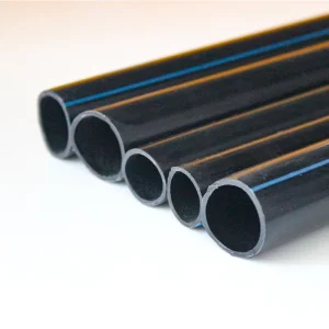 Black LDPE Irrigation Pipe Blue Film Wrapped Coiled Tube Agricultural Drip Water Hose Container Loading Farm Orchard Irrigation