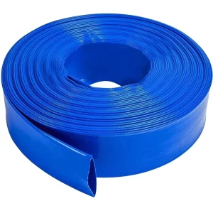 Blue PVC Lay Flat Hose Wear Resistance Plastic Hose for Water Pump Irrigation & Industrial Drainage with Fitting
