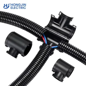 CE Approved Open Clip Tee Corrugated Conduit Connector Insulation Waterproof Agricultural Machinery Flexible Cable Hose Splitter