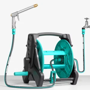 Capacity 50m ABS Plastic Wall Mounted Retractable Garden Hose Reel with Guide Rail 1/2″ Diameter High Pressure