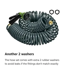 Coil Hose 50FT EVA Coil Garden Hose Lightweight and No Kink for Outdoors Lawn Watering Car Washing