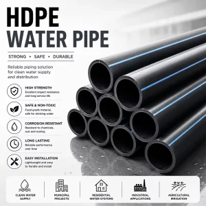 Cross Border High Pressure Durable HDPE Drainage Sewage Pipe Multi Size Engineering Use Irrigation Rainwater Rural Renovation