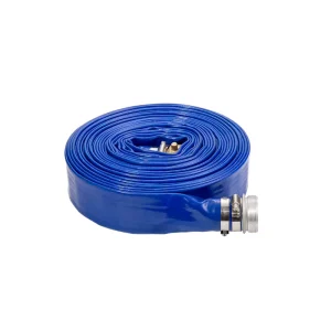Custom 2″ Inch 50FT High Pressure PVC Irrigation 1.7MM Thickness Lay Flat Hose with Aluminum Coupling Connector Blue Anti-UV