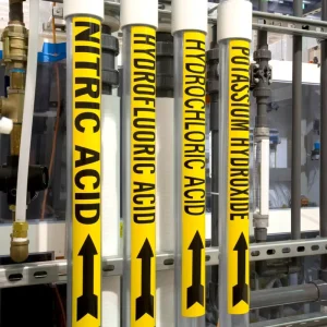 Custom Pipe Marker Labels Plastic Film Outdoor Chemical oil Moisture Resistance Weatherproof Material Vinyl Label Stickers