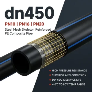 Customized Size Steel Wire Mesh Reinforced PE Pipe PN10 PN16 PN20 PN25 PN40 SRPE 450 Dn450 Urban Engineering