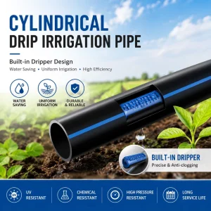 Customized Size Water saving Greenhouse Agricultural Garden Embedded Cylindrical Drip Irrigation Pipe 16mm
