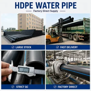 DN110 High Density Polyethylene (HDPE) PE100 SDR 17 High Pressure Light Weight Food Grade Water Supply Pipe Durable Flexible