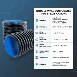 Double-wall Corrugated High-density PE Flexible Black Plastic Drainage Pipe Perforation and Rubber Ring Connection