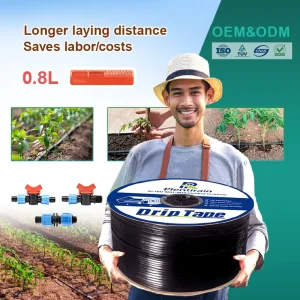 Drip Irrigation System Agricultural 16mm 22mm Irrigation Drip Tape 2000m 100% Virgin Pe Flat Drip Tape 0.4mm for Greenhouses