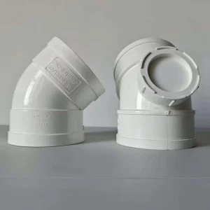 Durable PVC U Drain Pipe Fitting Eighth Bend 45 Elbow 75mm for Toilet Bathroom and Kitchen Sink Drainage System